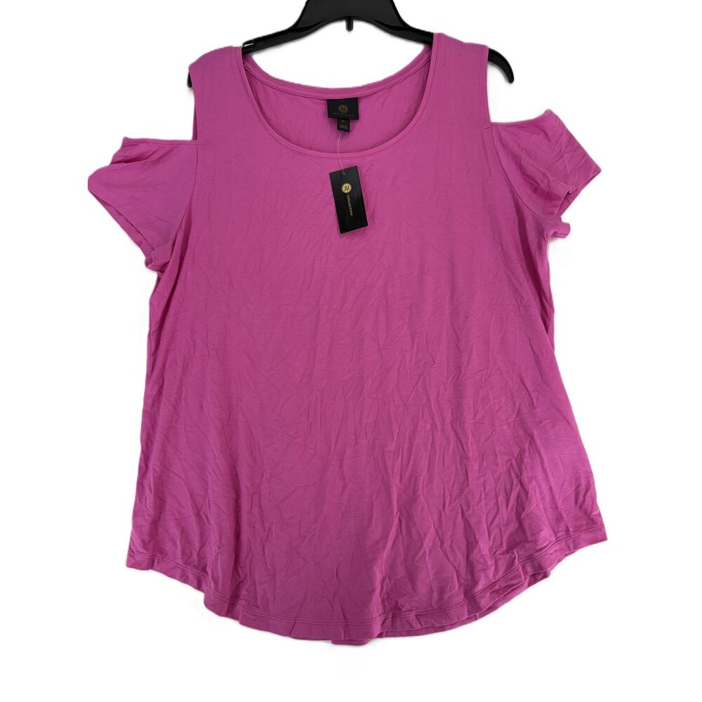 JM Collection Women's Cold-Shoulder Top Phlox Pink Size XL